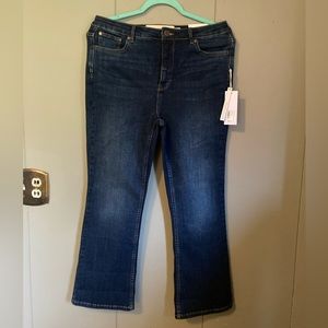 Soft surroundings fly front kick flare crop denim jeans